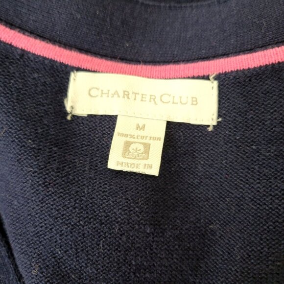 Charter Club Blue and Pink Argyle Cardigan - Picture 3 of 4